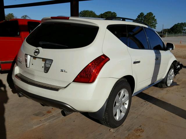 JN8AZ08T76W411995 - 2006 NISSAN MURANO SL WHITE photo 4