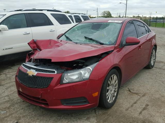 1G1PJ5SB3D7126110 - 2013 CHEVROLET CRUZE MAROON photo 2