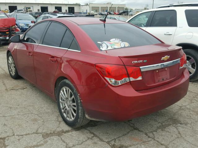 1G1PJ5SB3D7126110 - 2013 CHEVROLET CRUZE MAROON photo 3