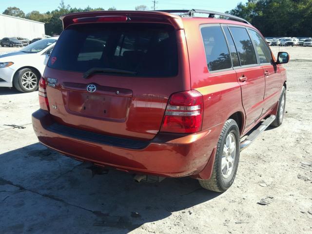 JTEGF21A730106753 - 2003 TOYOTA HIGHLANDER MAROON photo 4