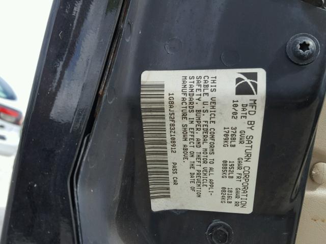 1G8AJ52F83Z108912 - 2003 SATURN ION BLACK photo 10