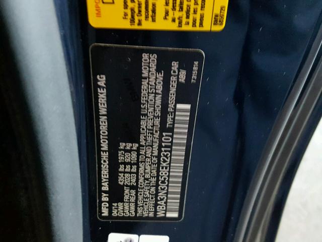 WBA3N3C58EK231101 - 2014 BMW 428 I BLUE photo 10