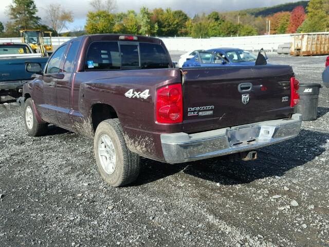 1D7HW42N45S161373 - 2005 DODGE DAKOTA SLT MAROON photo 3