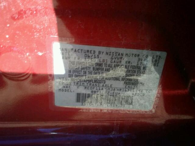 3N1CN7AP0FL953373 - 2015 NISSAN VERSA S RED photo 10