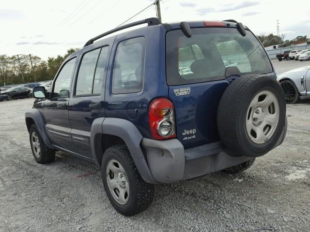 1J4GL48K74W283867 - 2004 JEEP LIBERTY SP BLUE photo 3