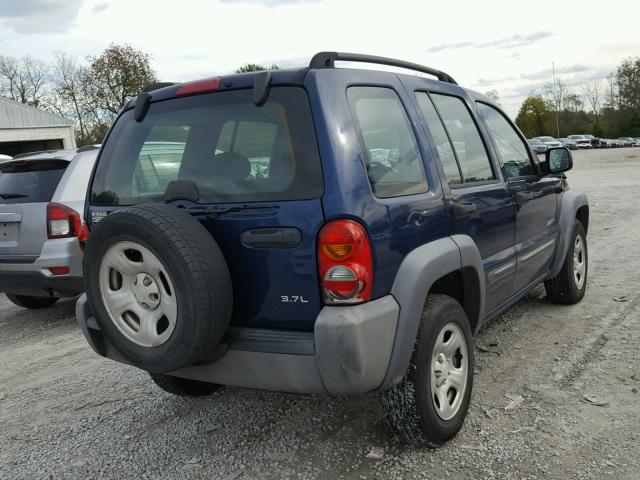 1J4GL48K74W283867 - 2004 JEEP LIBERTY SP BLUE photo 4