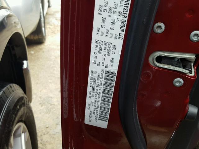 1C6RD6MT6CS268618 - 2012 DODGE RAM 1500 BURGUNDY photo 10