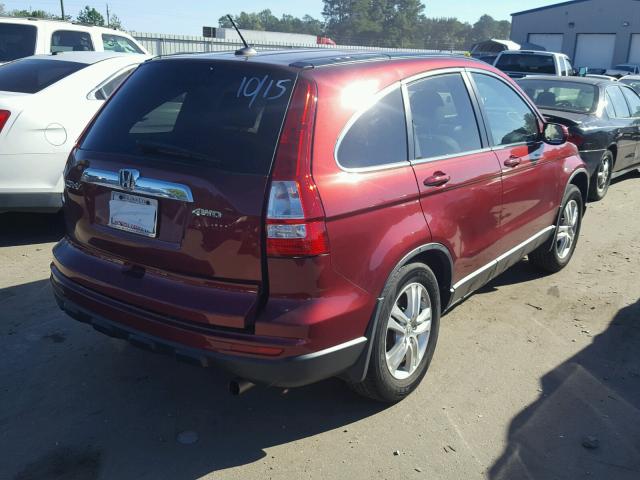 5J6RE4H72BL034678 - 2011 HONDA CR-V EXL BURGUNDY photo 4