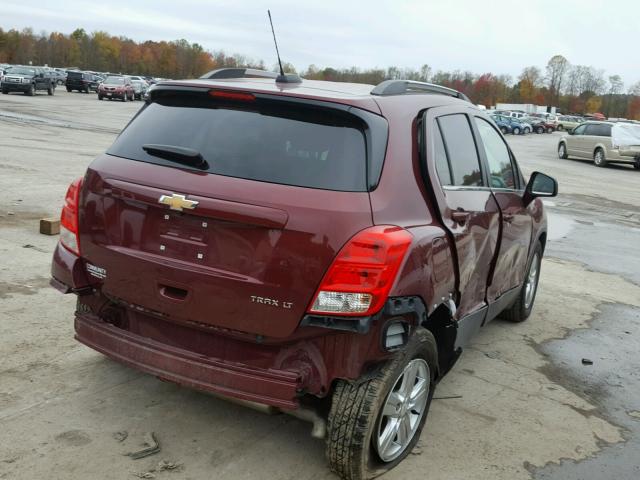 3GNCJLSB4GL186625 - 2016 CHEVROLET TRAX 1LT MAROON photo 4