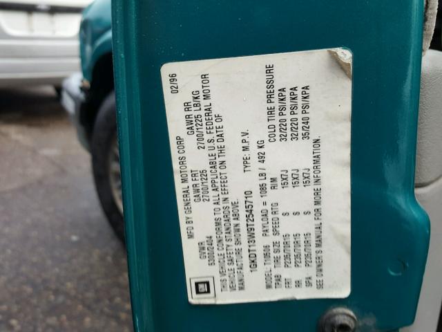 1GKDT13W9T2545710 - 1996 GMC JIMMY Zielony zdjęcie 10