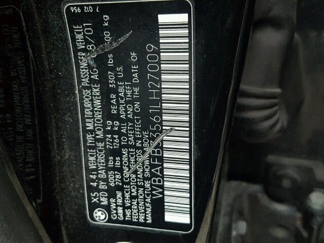 WBAFB33561LH27009 - 2001 BMW X5 4.4I BLACK photo 10