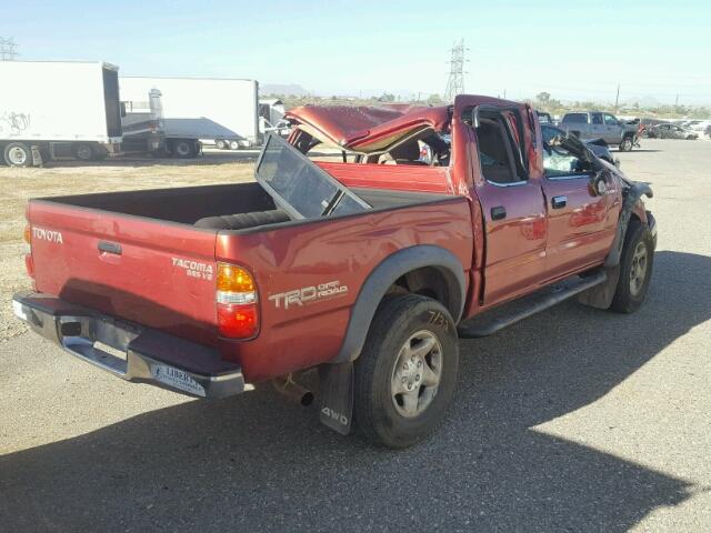 5TEHN72N72Z007195 - 2002 TOYOTA TACOMA DOU RED photo 4