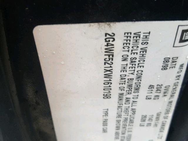 2G4WF521XW1610198 - 1998 BUICK REGAL GS BLACK photo 10