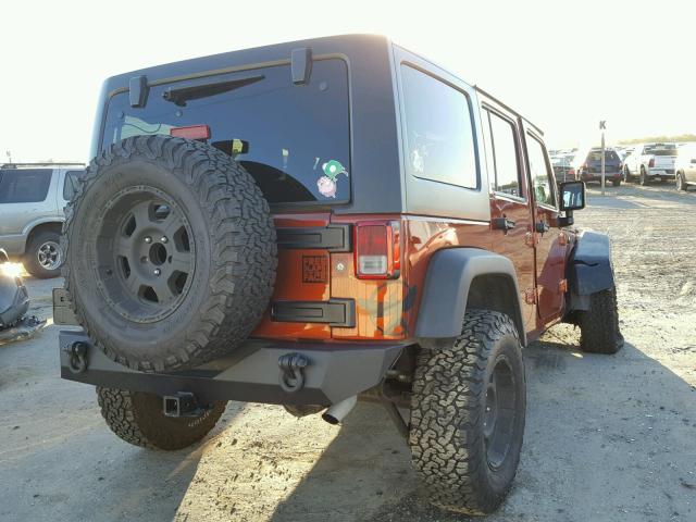 1C4BJWDG9EL250696 - 2014 JEEP WRANGLER U ORANGE photo 4