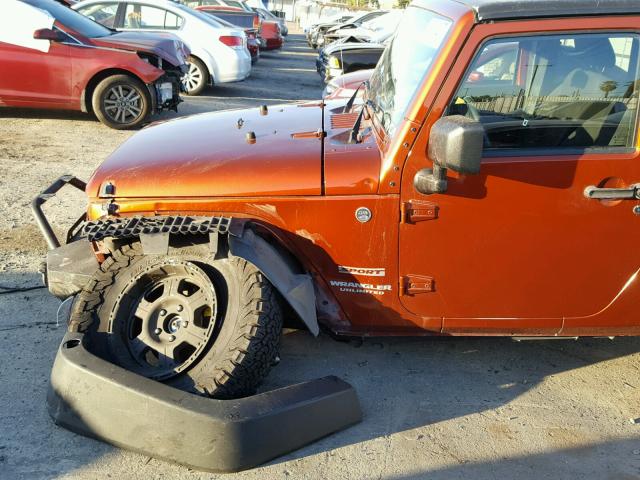 1C4BJWDG9EL250696 - 2014 JEEP WRANGLER U ORANGE photo 9