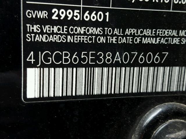 4JGCB65E38A076067 - 2008 MERCEDES-BENZ R 350 BLACK photo 10