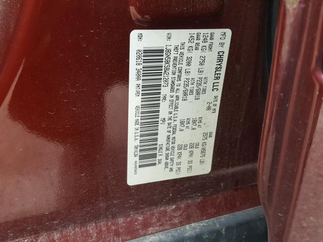 1J8GN58K58W212073 - 2008 JEEP LIBERTY LI MAROON photo 10