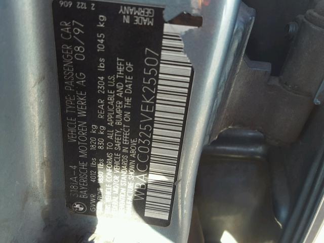 WBACC0325VEK25507 - 1997 BMW 318 I AUTO GRAY photo 10