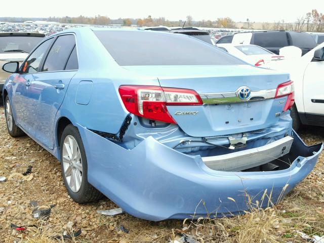 4T1BD1FK1EU109333 - 2014 TOYOTA CAMRY HYBR BLUE photo 3