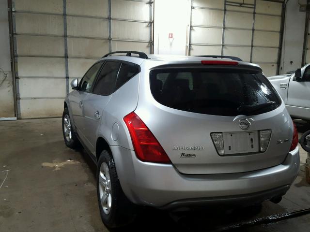 JN8AZ08W54W322370 - 2004 NISSAN MURANO SL SILVER photo 3