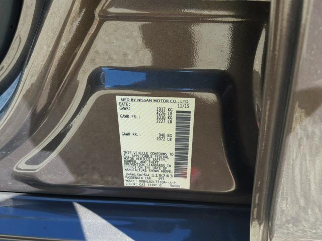 1N4AL3AP6GC119243 - 2016 NISSAN ALTIMA 2.5 GRAY photo 10