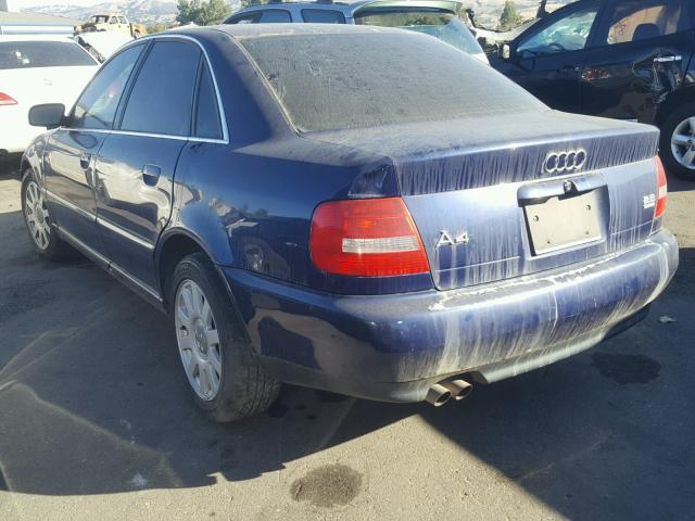 WAUDH68D41A094428 - 2001 AUDI A4 BLUE photo 3