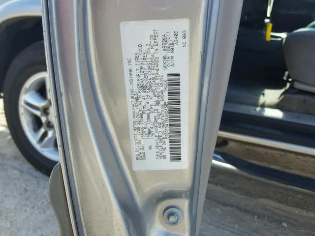 5TBRT34194S454505 - 2004 TOYOTA TUNDRA SILVER photo 10