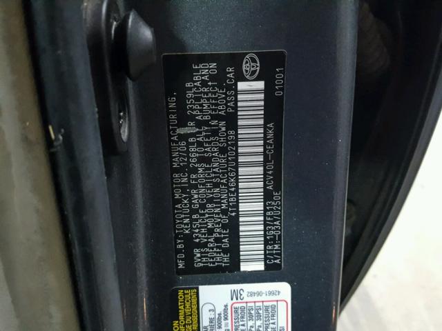 4T1BE46K67U102198 - 2007 TOYOTA CAMRY NEW GRAY photo 10