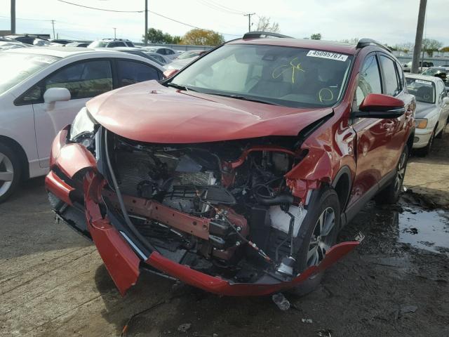 2T3RFREVXHW577513 - 2017 TOYOTA RAV4 XLE RED photo 2