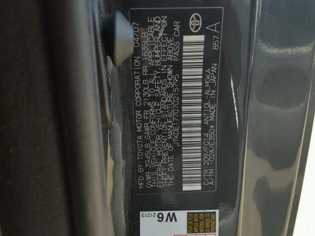 JTKDE177070215795 - 2007 TOYOTA SCION TC 黑色 照片 10
