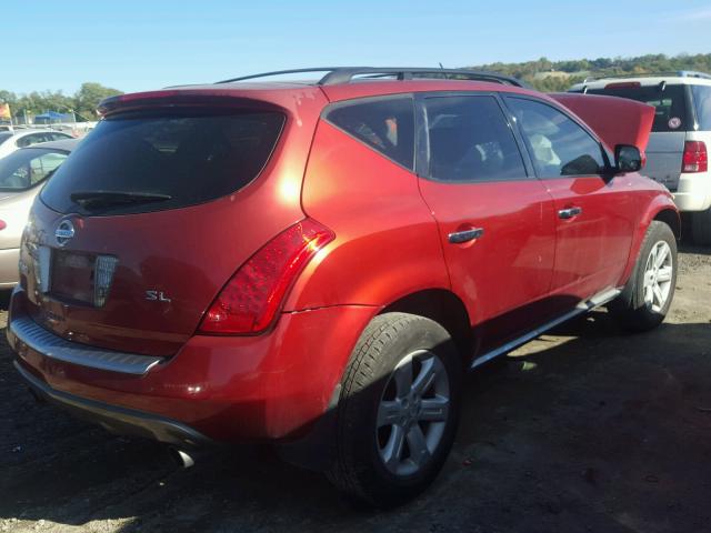 JN8AZ08T76W429381 - 2006 NISSAN MURANO SL MAROON photo 4