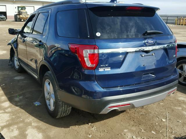 1FM5K8D89GGC03075 - 2016 FORD EXPLORER X BLUE photo 3