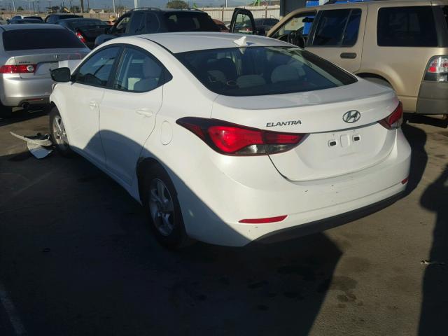 5NPDH4AE3FH556343 - 2015 HYUNDAI ELANTRA SE WHITE photo 3