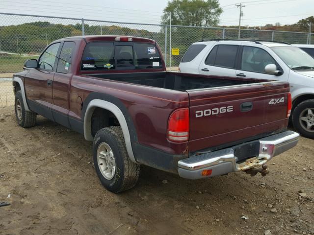 1B7GG22N6YS518287 - 2000 DODGE DAKOTA MAROON photo 3