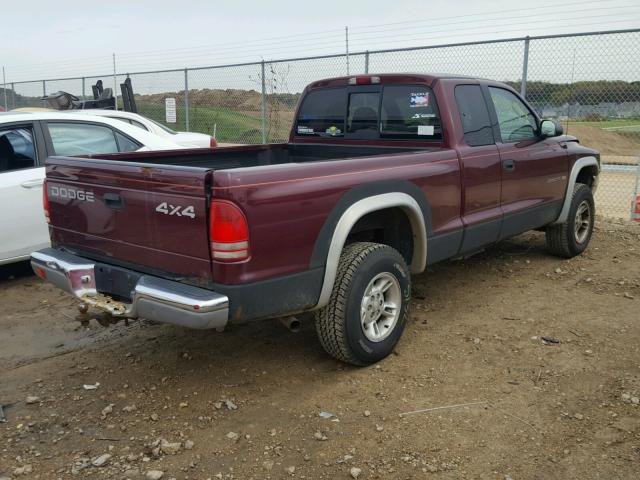 1B7GG22N6YS518287 - 2000 DODGE DAKOTA MAROON photo 4