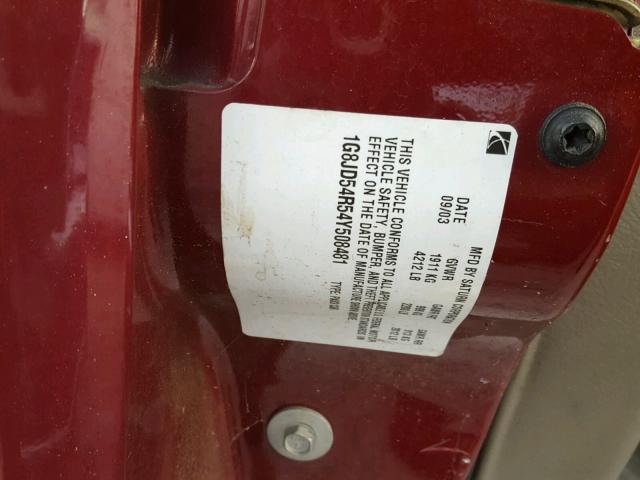 1G8JD54R54Y508481 - 2004 SATURN L300 LEVEL BURGUNDY photo 10