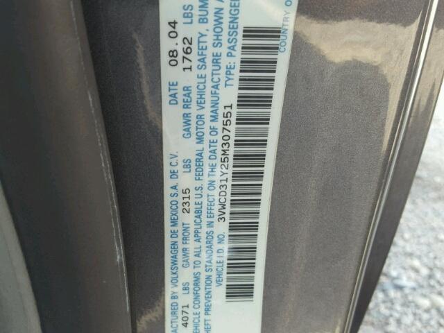 3VWCD31Y25M307551 - 2005 VOLKSWAGEN NEW BEETLE Boz foto 10