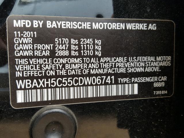 WBAXH5C55CDW06741 - 2012 BMW 528 XI BLACK photo 10