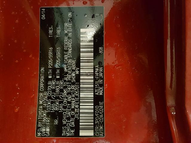 JTLZE4FE1EJ057011 - 2014 TOYOTA SCION XB Qırmızı foto 10