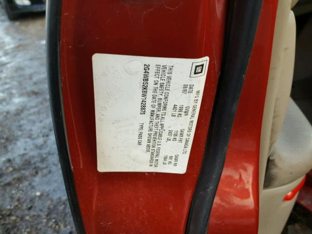 2G4WB52K8W1428875 - 1998 BUICK REGAL მუქწითელი ფოტო 10