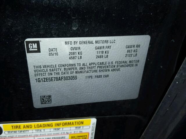 1G1ZE5E78AF303059 - 2010 CHEVROLET MALIBU LTZ 黑色 照片 10