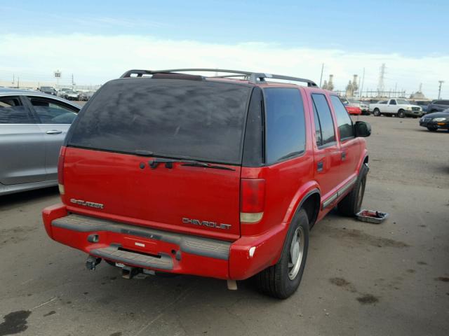 1GNDT13W91K212780 - 2001 CHEVROLET BLAZER RED photo 4