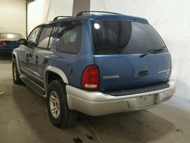 1D4HS58N93F532944 - 2003 DODGE DURANGO SL BLUE photo 3