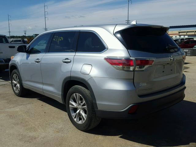 5TDZKRFH7ES032600 - 2014 TOYOTA HIGHLANDER SILVER photo 3