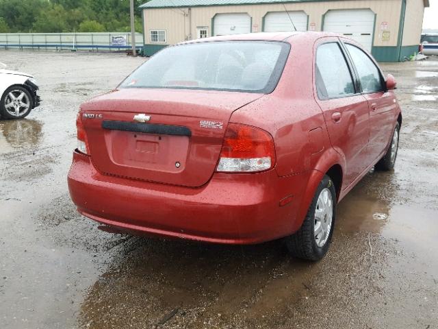 KL1TD526X5B325130 - 2005 CHEVROLET AVEO BASE Czerwony zdjęcie 4