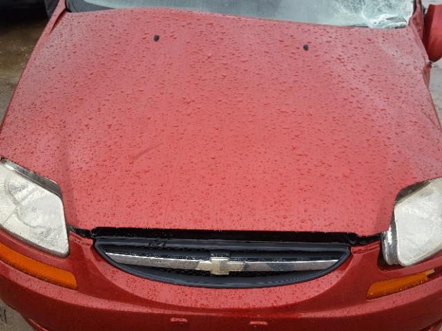 KL1TD526X5B325130 - 2005 CHEVROLET AVEO BASE Czerwony zdjęcie 7