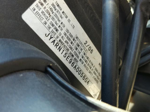 JYARN15E96A005604 - 2006 YAMAHA YZFR1 BLACK photo 10