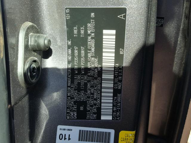 5TDKK3DC4FS687059 - 2015 TOYOTA SIENNA LE GRAY photo 10