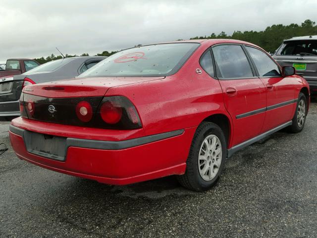 2G1WF52E649325304 - 2004 CHEVROLET IMPALA RED photo 4