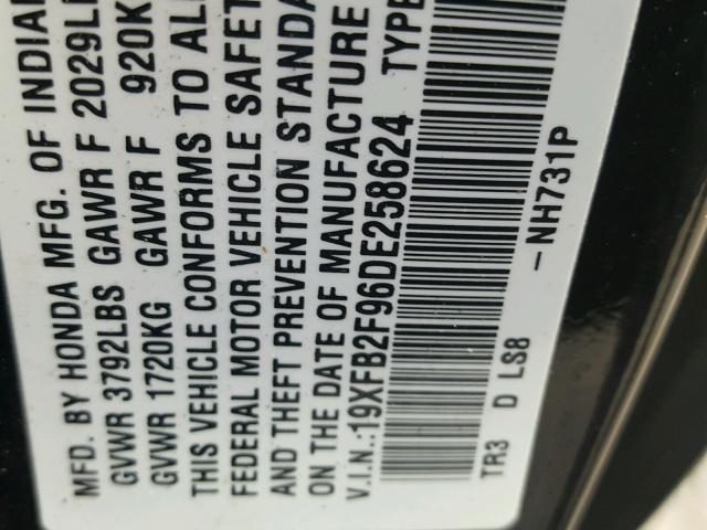 19XFB2F96DE258624 - 2013 HONDA CIVIC EXL 黑色 照片 10